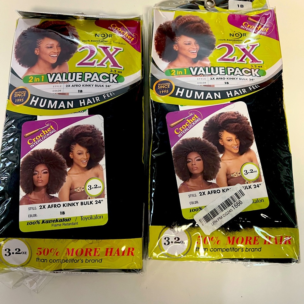 2X Afro Kinky Bulk Hair - Black